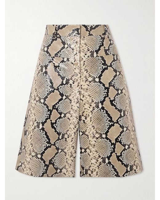 Jil Sander Natural Snake-Effect Leather Shorts