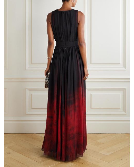 Elie Saab Red Pleated Dégradé Chiffon Gown