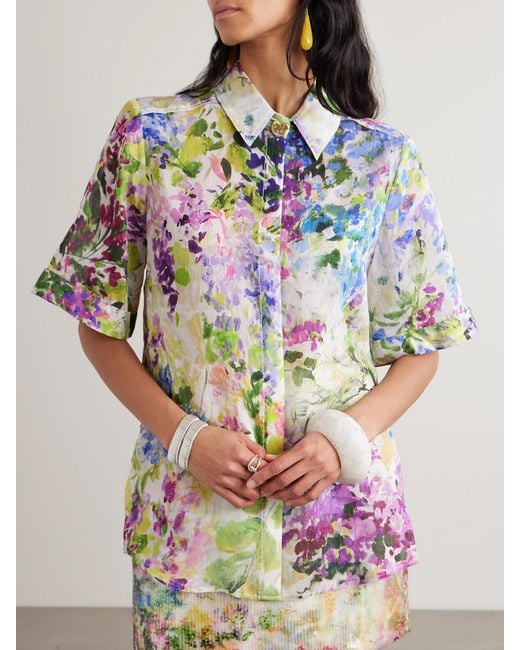 Aje. Gray Adina Floral-Print Lyocell-Blend Shirt