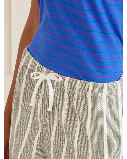 Aimé Leon Dore White Striped-Print Cotton Canvas Wide-Leg Pants