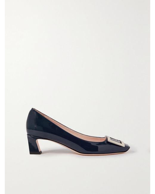 Roger Vivier Blue Decollete Trompette 45 Patent-Leather Pumps