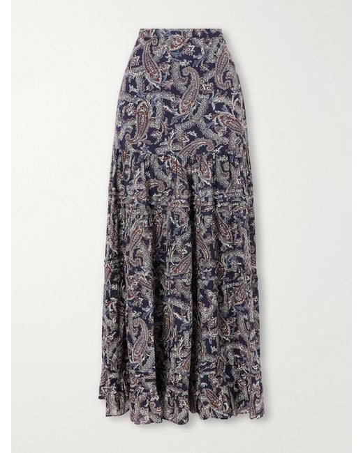Veronica Beard Multicolor Heatheralyn Gathered Paisley-Print Cotton Maxi Skirt
