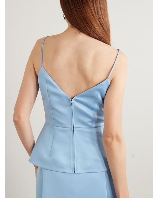 Emilia Wickstead Blue Vero Duchesse-Satin Peplum Top