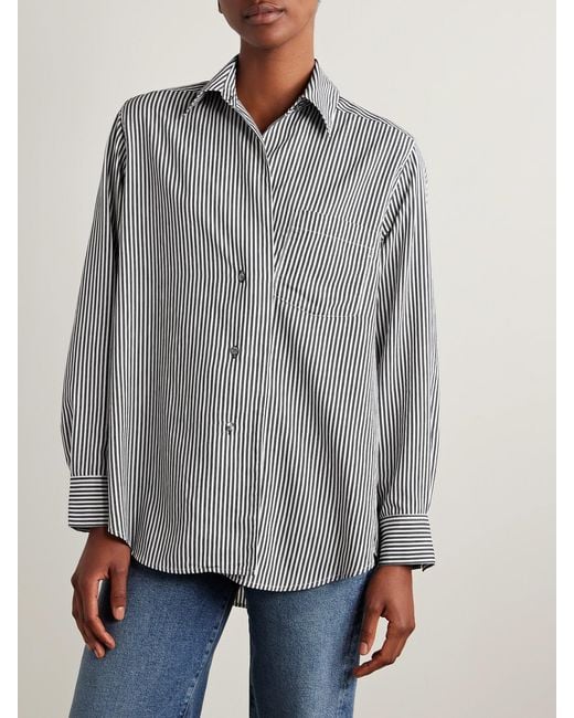 Agolde Gray Aris Striped Crepe Shirt