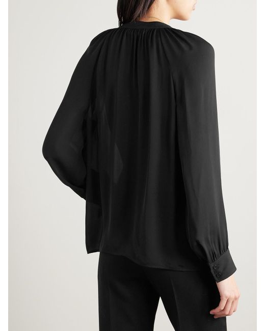 Nili Lotan Black Lys Tie-Neck Silk-Chiffon Shirt