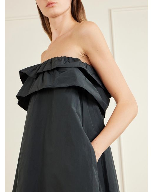 Saint Laurent Black Ruffled Cotton-Blend Poplin Maxi Dress