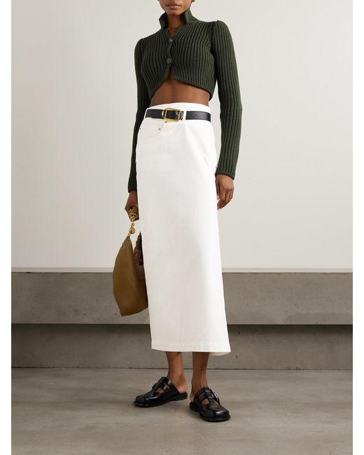 Loewe White Asymmetric Denim Midi Skirt