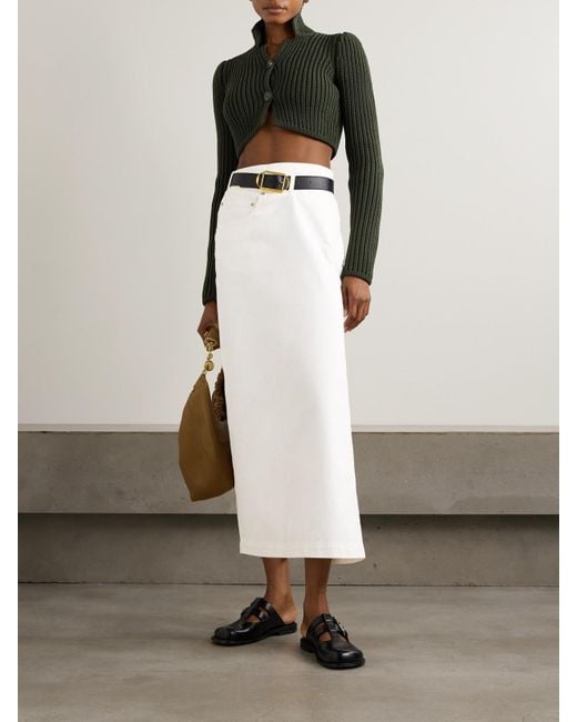 Loewe White Asymmetric Denim Midi Skirt