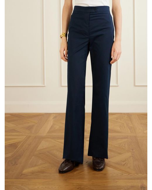 Giuliva Heritage Blue Laura Cotton-Blend Straight-Leg Pants