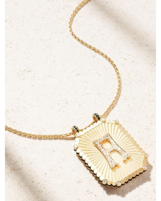 Marie Lichtenberg Natural Letter Scapular 18-Karat, Enamel And Diamond Necklace