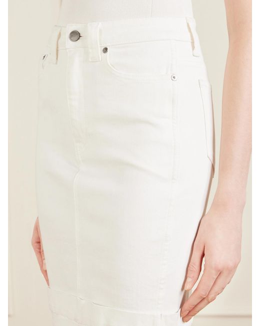 Khaite White Kendra Denim Midi Skirt