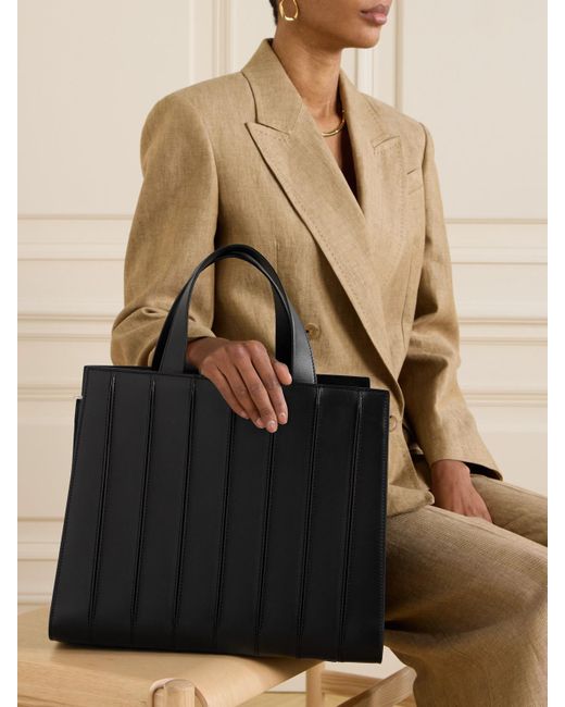 Max Mara Black Whitney Bag 7 Große Tote Aus Leder Mit Falten