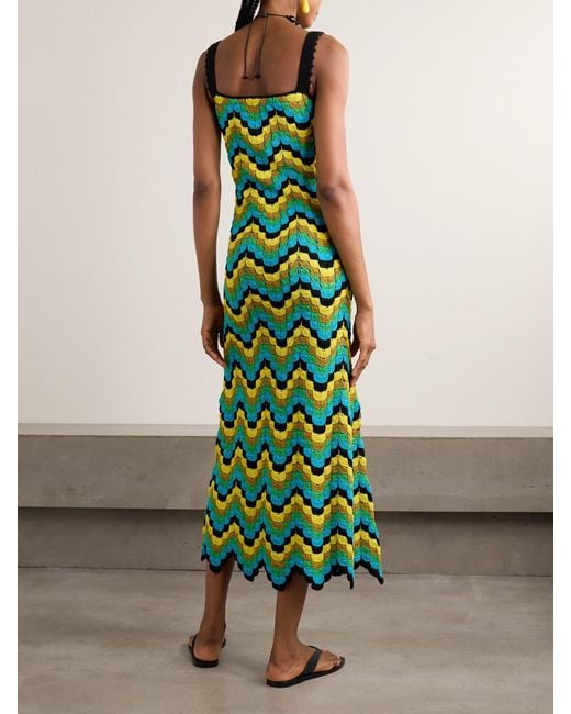 Escvdo Green Marea Scalloped Crocheted Cotton Maxi Dress