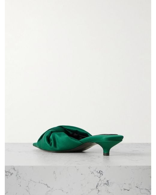 Carven Green Mules Aus Satin Mit Twist-Detail