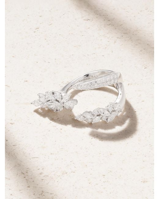 YEPREM Natural Ring Aus 18 Karat Weißgold Mit Diamanten