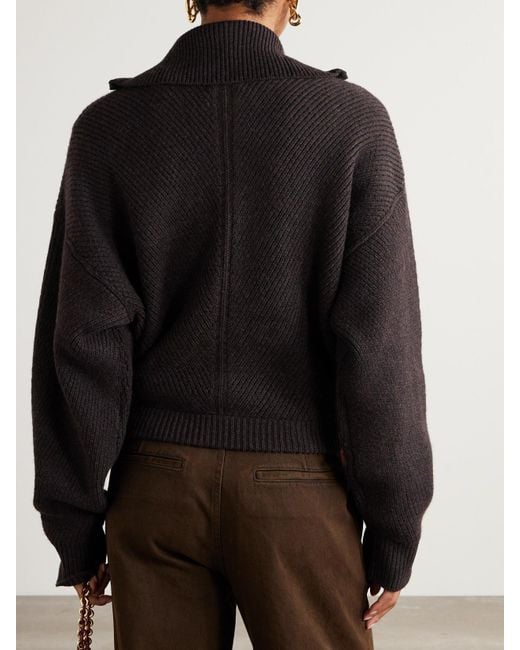 LeKasha Black Torsby Ribbed Organic Cashmere Cardigan