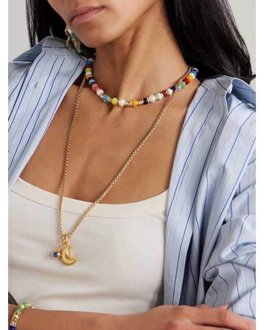 Joolz by Martha Calvo Multicolor Lucinda-Plated, Pearl And Crystal Necklace
