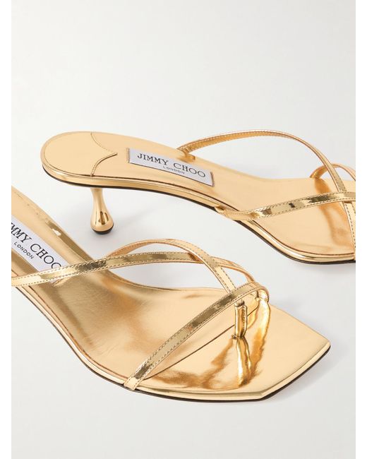 Jimmy Choo Natural Etana 45 Mules Aus Leder Mit Spiegeleffekt