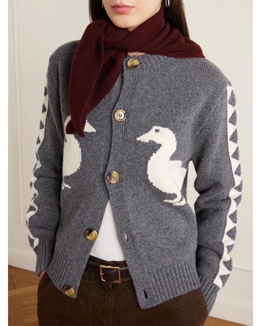 S.S.Daley Gray Intarsia Wool Cardigan