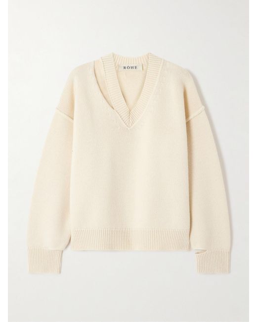 Rohe Natural Pullover Aus Einer Woll-Kaschmirmischung Mit Cut-Outs
