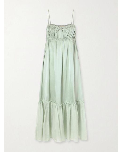 Ulla Johnson Green Marielle Silk Maxi Dress