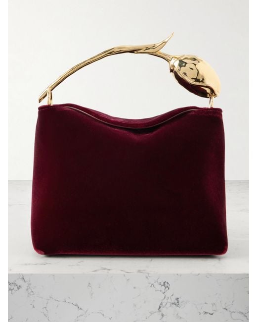 Erdem Red Bloom Mini Clutch Aus Samt
