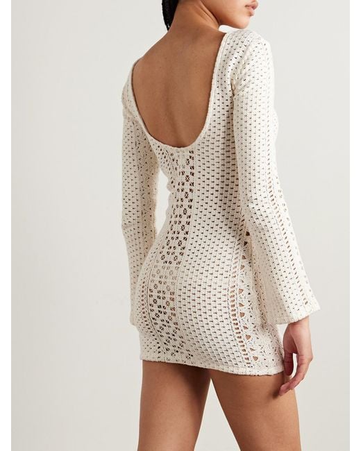 SARA CRISTINA Natural Gala Crocheted Cotton Mini Dress