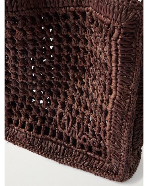 Chloé Purple Summer Banana Small Leather-Trimmed Woven Raffia Tote Bag