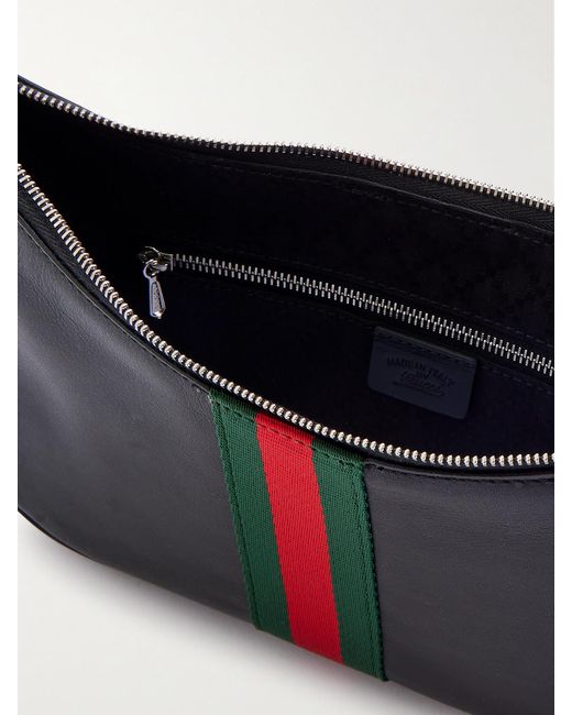 Gucci Black Lunetta Leather-Trimmed Canvas-Jacquard Shoulder Bag