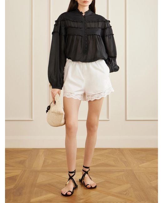 Isabel Marant Black Doane Ruffled Cotton-Blend Voile Blouse