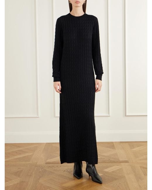 arch4 Black Delfino Cable-Knit Cashmere And Silk-Blend Maxi Dress