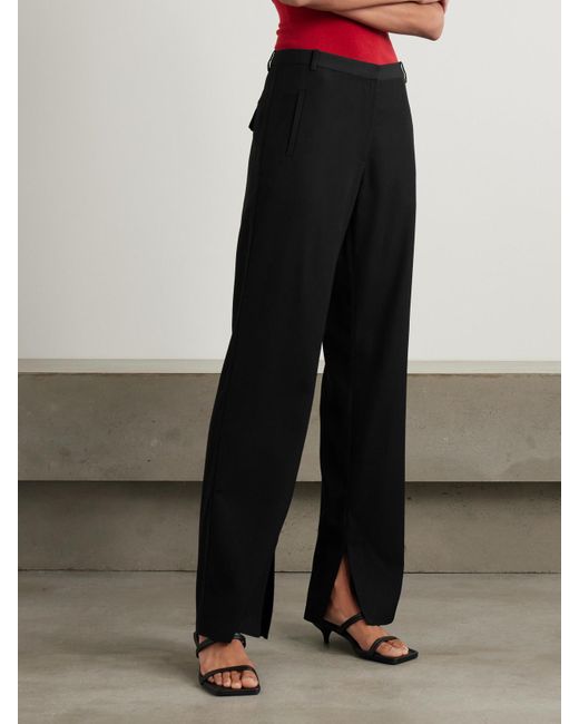 St. Agni Black 90S Split Crepe Flared Pants