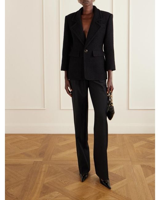 Saint Laurent Black Wool-Blend Tweed Blazer
