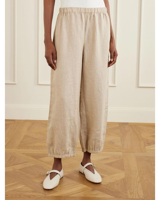 Suzie Kondi Natural Delos Linen Wide-Leg Pants