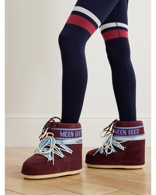 Moon Boot Red Icon Low Printed Suede Snow Boots