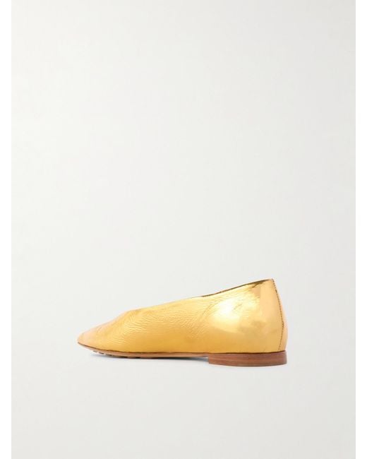 Bottega Veneta Sofia Metallic Textured-Leather Point-Toe Ballet Flats