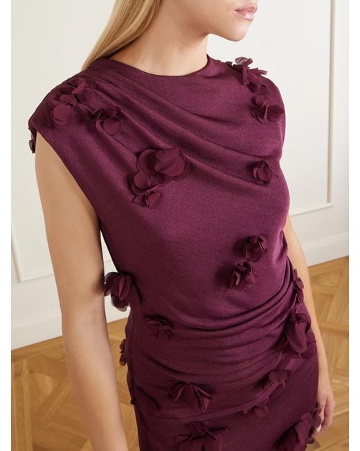 Jonathan Simkhai Purple Tessa Appliquéd Tulle Blouse