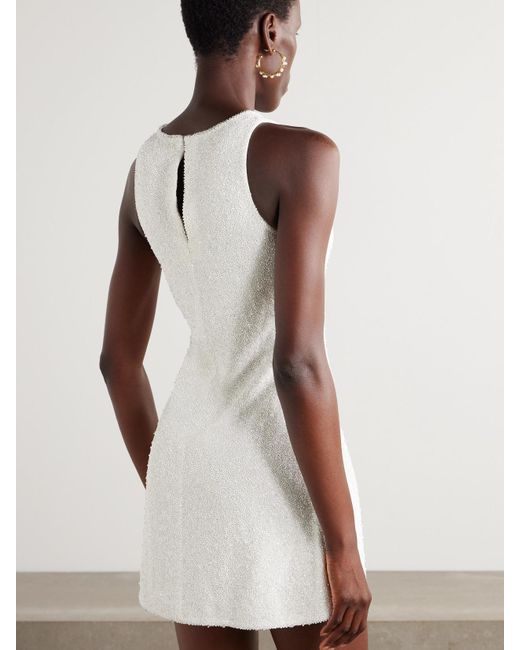 Clio Peppiatt White Lille Bow-Embellished Stretch-Tulle Mini Dress