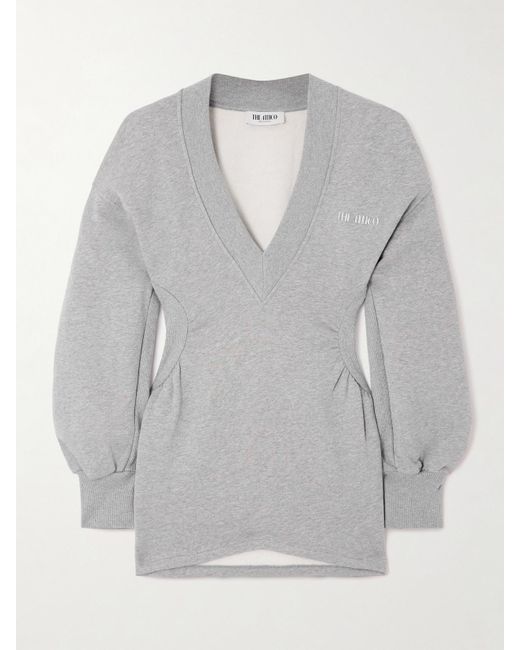 The Attico Gray Minikleid Aus Baumwoll-Jersey Mit Applikation
