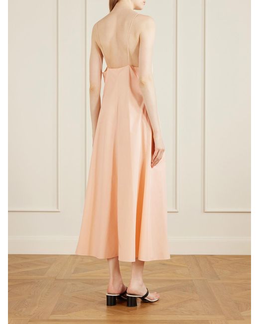 Khaite Orange Iben Paneled Cotton-Poplin Midi Dress