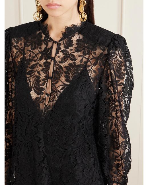 Chloé Black Floral Cotton-Blend Lace Mini Dress