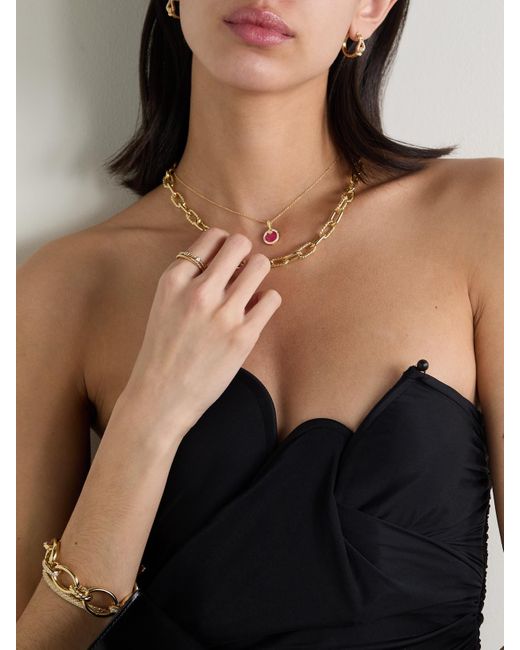 David Yurman Natural Petite Elements Kette Aus 18 Karat Mit Rhodonit Und Diamanten
