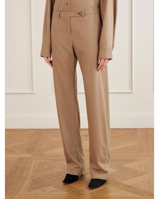 Khaite Natural Hunter Wool And Cashmere-Blend Straight-Leg Pants