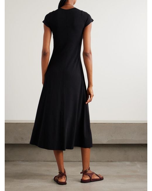 Another Tomorrow Black + Net Sustain Fitted Tee Organic Cotton And Lyocell-blend Jersey Midi Dress