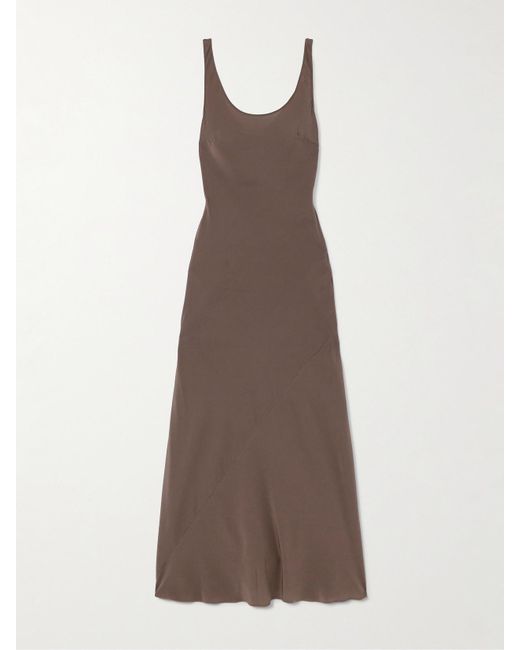 Matteau Brown Midikleid Aus Crêpe De Chine Aus Seide