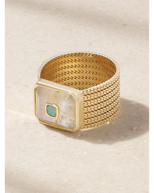 Pascale Monvoisin Natural Anton N°2 Ring Aus 9 Karat Mit Mondstein Und Opal