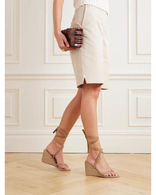 Gianvito Rossi Natural Oleg 85 Wedges Aus Veloursleder