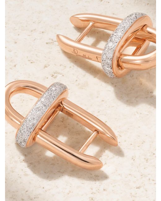 Pomellato Natural Iconica Rhodium-Plated 18-Karat Rose Diamond Hoop Earrings