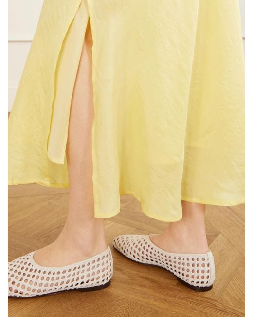 Alix Of Bohemia Yellow Lyra Sunlight Silk Midi Skirt