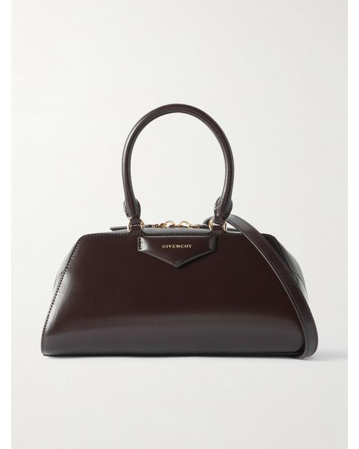 Givenchy Brown Antigona East-West Small Glossed-Leather Tote